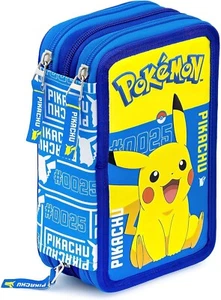 Clondo Pokemon Etui dreifach gefüllt Kinder, 45 Schulzubehör - Bild 1 von 8