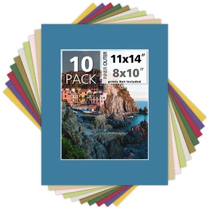 10 Stück 11x14 gemischte Farben weißer Kern Bildmatten für 8x10 Fotos - Bild 1 von 7