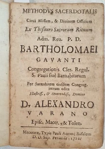 BARTOLOMEO GAVANTI METHODUS SACERDOTALIS LITURGIA MESSA DIVINO OFFICIO 1702 - Foto 1 di 4