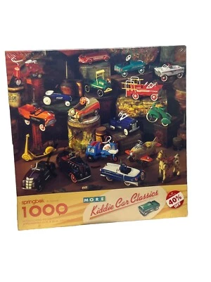 Springbok 1000 Piece Jigsaw Puzzle Kiddie Car Classics Hallmark Roadster Scooter - Image 1 of 4