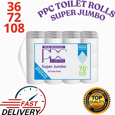 36/72/108 Super Jumbo 2 Ply Quilted SOFT Tissue Luxury toilet rolls 26m per roll - Image 1 of 4