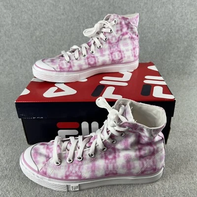 Fila Mujer 9.5 Zapatillas Altas Tie-Dye Rosa Lona Y2K Años 90 Hippie Informal Foto 1 de 4