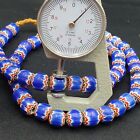Collier perles de verre africaines vintage chevron bleu AA