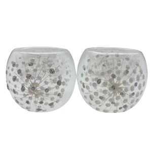 Handmade duo tea light candle holder with a glitter pattern - Picture 1 of 4