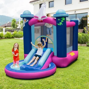 Aufblasbare Hüpfburg Kinder Springburg + Wasserrutsche Spielburg - Bild 1 von 20