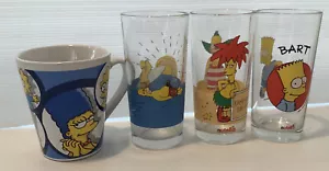Simpsons Nutella Collectable Promotional Glass X 3 &coffee cup Krusty Homer Bart - Picture 1 of 12
