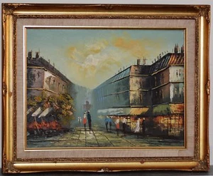 Oil painting on canvas street scene New Orleans Detroit Afro American? - Picture 1 of 5