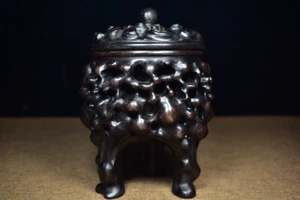 China Natural Sandalwood Hand carved Exquisite hollow out Incense Burners 107737 - Picture 1 of 9