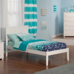AFI Madison Twin Solid Wood Platform Bed with USB Charger in White - Picture 1 of 7