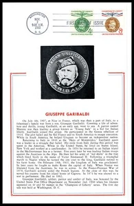 1960 Giuseppe Garibaldi champion Sc 1168 1169 FDC Hammond maxi-card cachet (A16 - Picture 1 of 1
