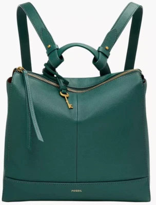 Mochila convertible de cuero verde oscuro Fossil Elina SHB2979445 NUEVA CON ETIQUETAS $250 Cartera Foto 1 de 4