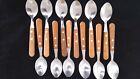 SIX Pc TABLE Spoons w Wooden Handle Stainless Steel 7 1/4' long by 1 1/2 Wide