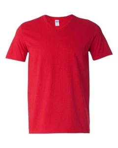 Gildan - Softstyle V-Neck Plain Solid Color T-Shirt - 64V00 Red Small - Picture 1 of 2
