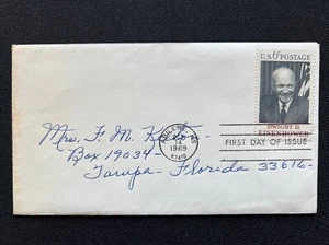 1383 Dwight D Eisenhower FDC No Cachet Oct 14 1969 Abilene KS - Picture 1 of 2