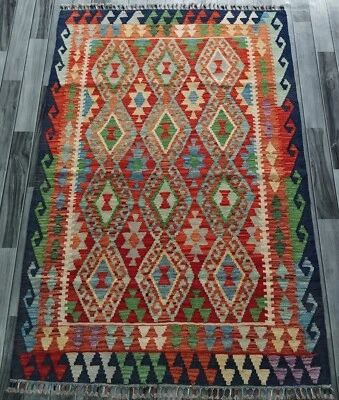 Multicolour Handmade Afghan Turkish Kilim Rug, Aztec Wool Rug, Size 179x123 CM - Image 1 of 4