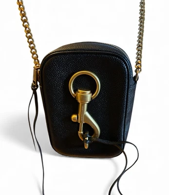 Cartera Bandolera Lou Rebecca Minkoff Cuero Negro Cadena Dorada Clip para Perro de Gran Tamaño Foto 1 de 4