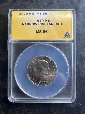 1979-P Susan B. Anthony Dollar Narrow Rim Far Date ANACS MS-66 - Image 1 of 4