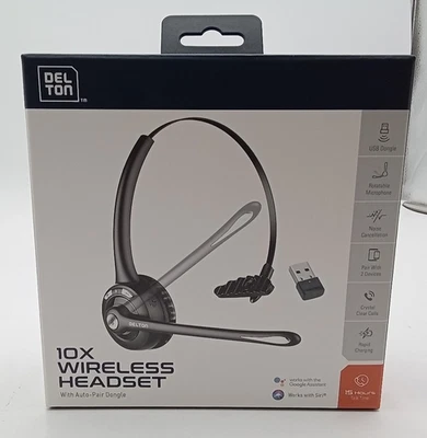 Delton 10X Wireless Noise Canceling Bluetooth Computer Headset Black - Image 1 of 4