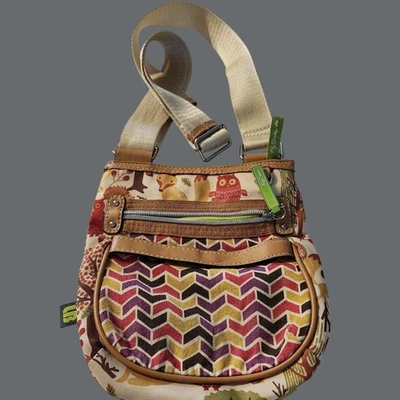 Mini Bandolera Lily Bloom Chevron Estampado Bosque Ecológica Boho Naturecore Foto 1 de 4