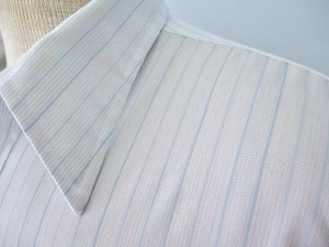Vtg 70s Arrow Kent Ice Blue Pinstripe Nerd Geek Office Shirt Dagger Collar XL - Picture 1 of 6