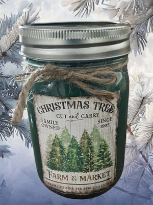 Organic Christmas Pine Candle , Cedar Wood Wick 20oz 100% Sustainably Sourced - Image 1 of 4