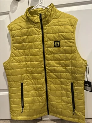 Chaleco acolchado con cremallera completa amarillo guante corporal para hombre bolsillos grandes DJ4840RP Foto 1 de 4