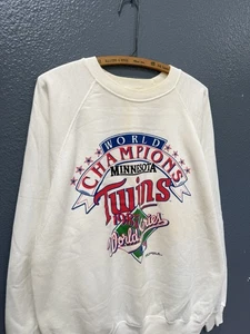 Vintage 1987 Minnesota Twins MLB World Series Champs Sweatshirt XL White - Picture 1 of 4