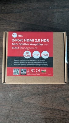 SIIG 2-Port HDMI 2.0 Mini Splitter 4K HDR with Auto Video Scaling and EDID - Image 1 of 2