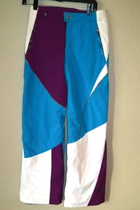 Spyder Active Sport Ski Snow Winter Pants, color block blue purple white sz 14 - Picture 1 of 5