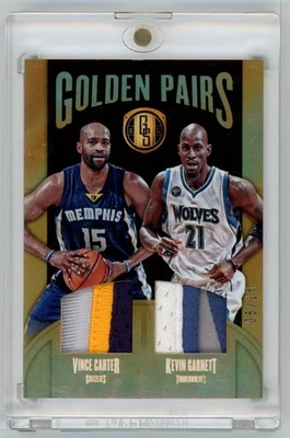 VINCE CARTER KEVIN GARNETT 2016 GOLD STANDARD PAIRS GAME USED PATCH /15 - Image 1 of 2