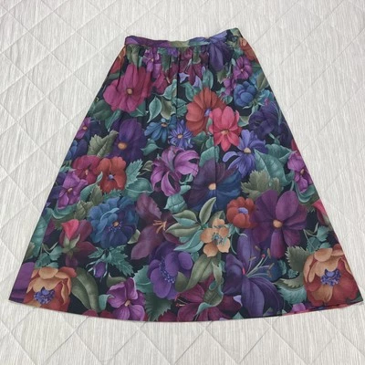 Vintage Alfred Dunner Skirt Womens 10 Floral Long Colorful Blue Purple Green USA - Image 1 of 4