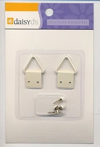 DaisyD (2) ANTIQUE WHITE METAL PICTURE HANGERS with MATCHING BRADS scrapbooking - Picture 1 of 1
