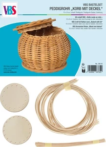 VBS Bastelset Peddigrohr Korb mit Deckel 10 x 9 cm - Korbflechten, Kreativset - Bild 1 von 5