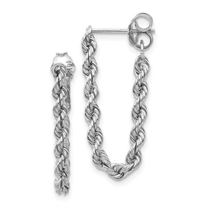 Pendientes colgantes y colgantes con poste de cadena de cuerda de oro blanco de 10k 0,9 gm L-24 mm, W-10 mm - Imagen 1 de 4
