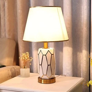 18.5" Tall Bell Shade Retro Table Bedside Desk Lamp Ceramic Night Lamp for Home - Picture 1 of 7