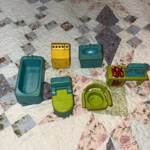 Set 725 asciugatrice vintage anni 70 Little People bagno lavanderia - Foto 1 di 10