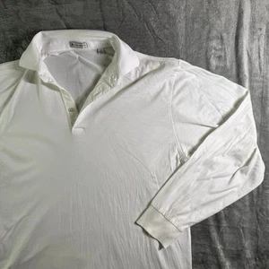 Peter Millar Mens White Long Sleeve Polo Shirt Cotton Size L (READ) - Picture 1 of 10