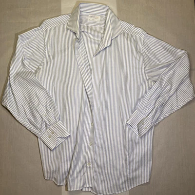 Mens Lorenzo Uomo Perfect Fashion Shirt White/Blue Stripe Trim Fit 17.5 - 34/35 - Image 1 of 4