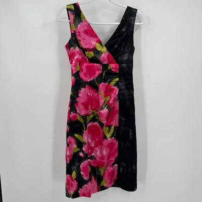 Vestido Vaina Donna Ricco Mujer Mezcla Seda Talla 4 Floral Oscuro Dinero Antiguo Romántico Foto 1 de 4
