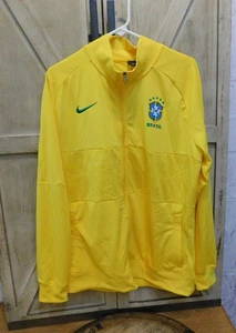 Nike Brazil Football XL Jacket National Team Soccer Track Top Yellow Mens CFB - Picture 1 of 5