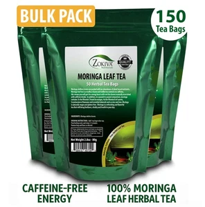 Zokiva Moringa Bustine di Tè 150 Conteggi (Confezione da 3) | Senza Caffeina alle Erbe 40% di SCONTO Bulk - Foto 1 di 8