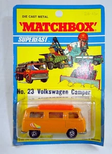 Matchbox Superfast n.º 23A VW Camper naranja excelente en EE. UU. Blister - Imagen 1 de 8