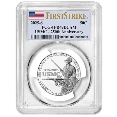 2025-S Proof Clad 50c U.S. Marine Corps 250th Anniversary Commemorative PCGS - Image 1 of 3