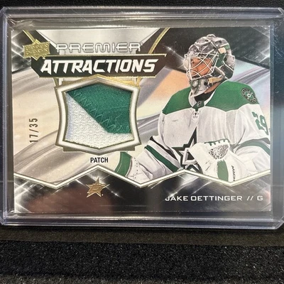 2022-23 Upper Deck Premier-Premier Attractions Patch Jake Oettinger 17/35 Dallas - Image 1 of 3