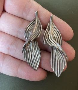 Orecchini Vintage Argento Sterling 925 Messico Artigianali Designer Firmati 13,43gr RARI - Foto 1 di 8