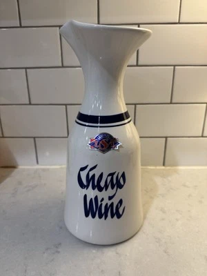 Jarra de cerámica vintage “vino barato” / blanca + azul / jarra / soporte para utensilios  Foto 1 de 4