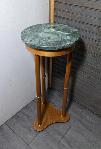 Vintage Round Marble Pedestal Accent Table Plant Stand Neoclassical Style Cover