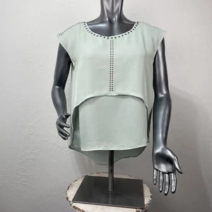 Jennifer Lopez Studded Layered Tunic Size M Dusty Aqua Hi/low Hem - Picture 1 of 12