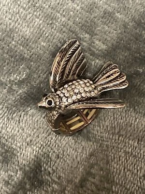 Anillo elástico ojo ónix negro estrás diamante paloma Betsey Johnson ojo pájaro❤️blt4j2 Foto 1 de 4