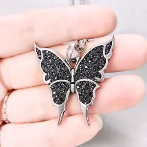 Schmetterling Anhänger Halskette mit 250 schwarz Zirkonia Schmuck von Controse - Bild 1 von 8